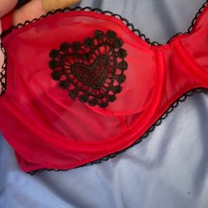 Adored by Adore Me Red See Through Heart Bra ❤️